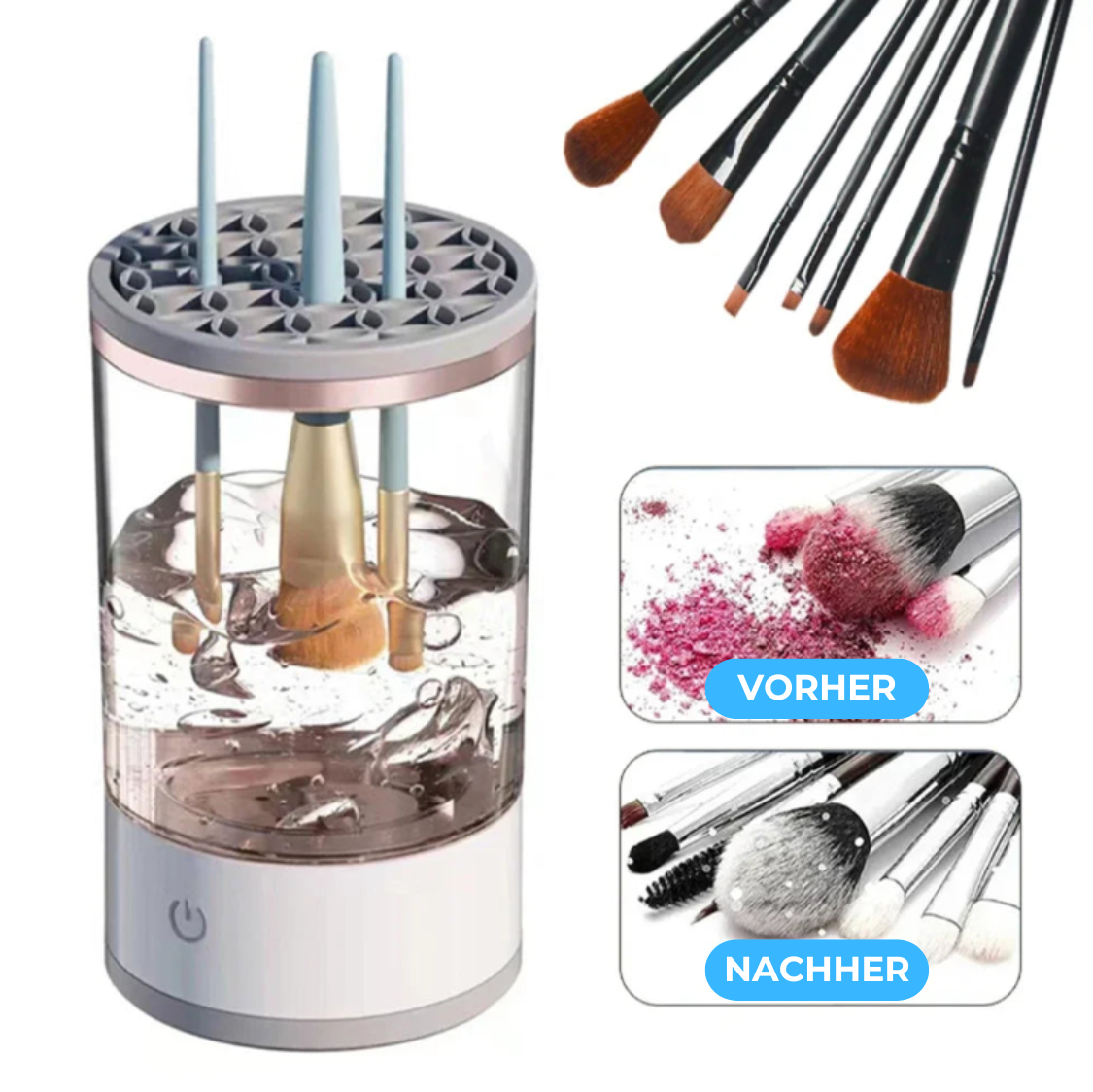 BrushClean - 3 in 1 elektrischer Make-up Pinsel Reiniger